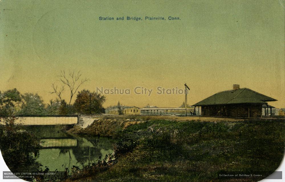 Postcard: Station and Bridge, Plainville, Connecticut
